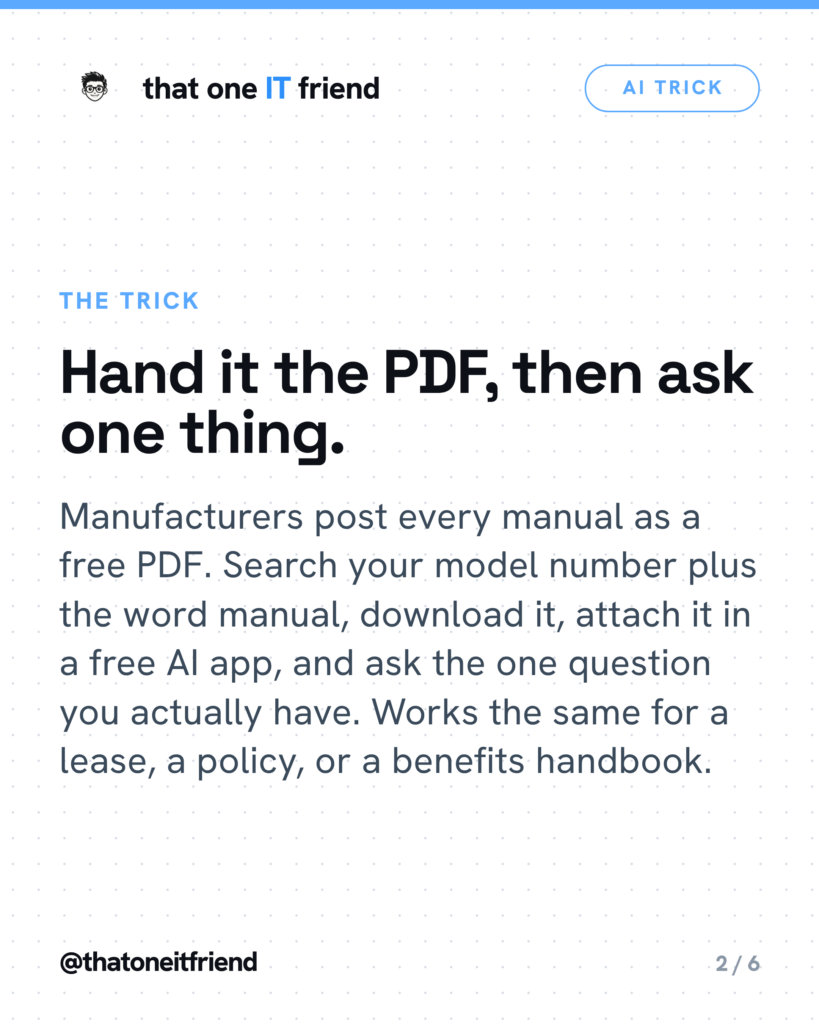 Ask AI About Your Manual Instead of Reading 60 Pages
