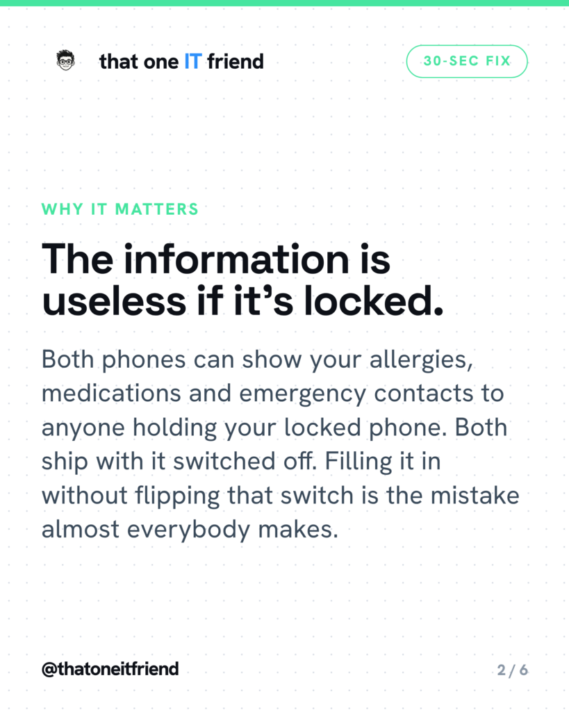 Put Emergency Info on Your Lock Screen in 30 Seconds
