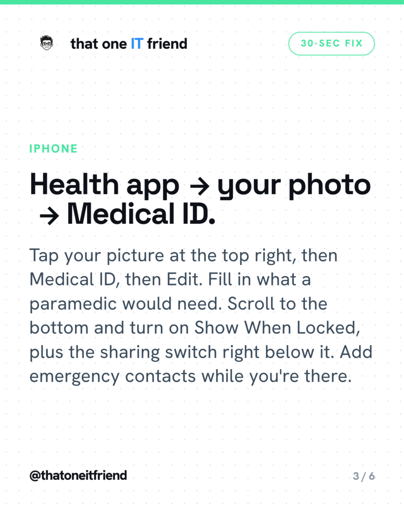 Put Emergency Info on Your Lock Screen in 30 Seconds