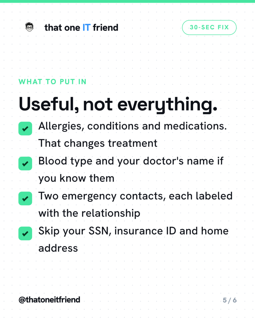 Put Emergency Info on Your Lock Screen in 30 Seconds
